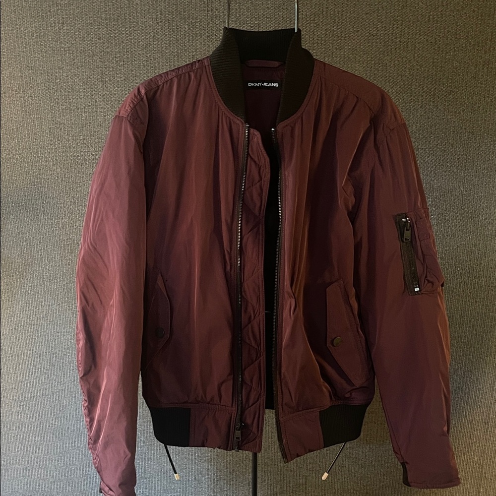 DKNY Jeans Dark Maroon Bomber Jacket